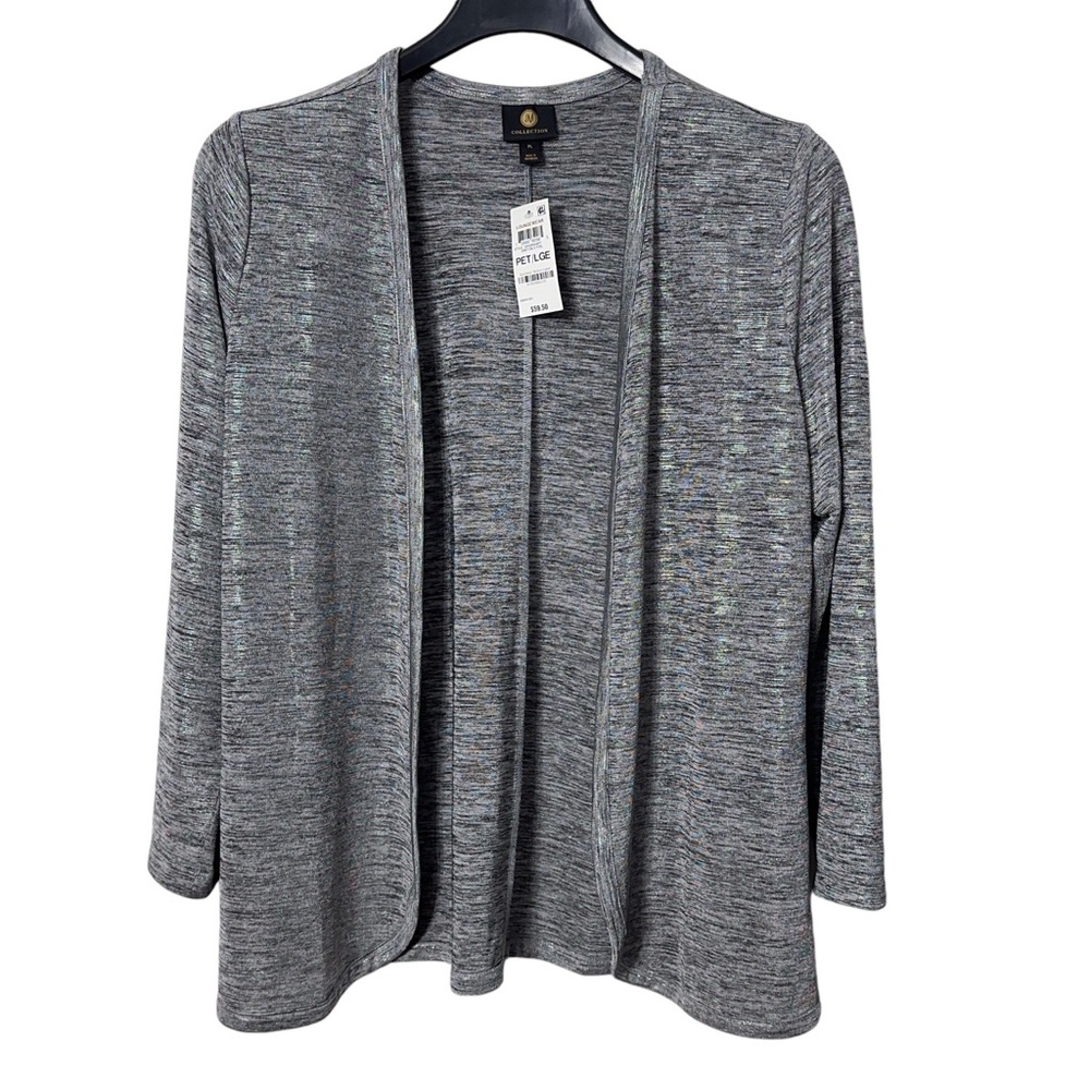 JM Collection Stretch Cardigan Size Womens Petite L Metallic Fall Casual